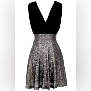 NWT Venus Black and Gold Sequins Dress with Pockets